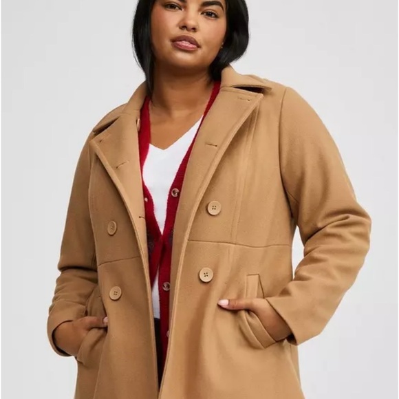 torrid Jackets & Blazers - Torrid Camel Double-Breasted Pea Coat